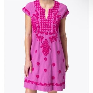 NWT Roller Rabbit cotton embroidered dress in Phlox pink.